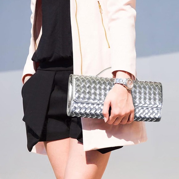 Silver Woven Clutch Bag - Picture 3 of 6